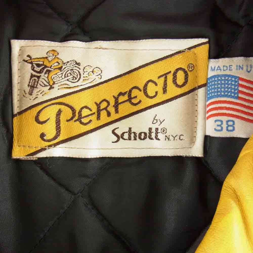 希少　Schott　ショット　 レザー　ライダースジャケット　ダブル　黄色　38 希少 Schott ショット レザー ライダースジャケット ダブル 黄色