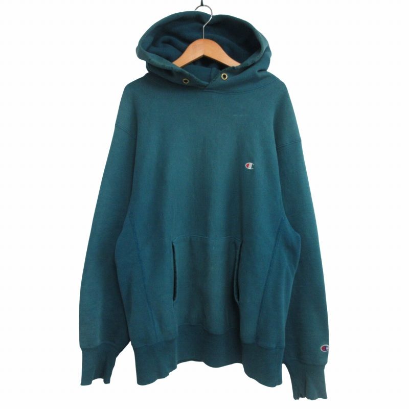 90s 刺繍タグフーディー鬼フェードReverse Weave XL