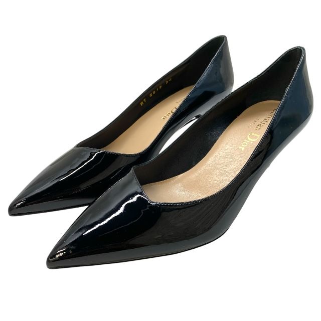 クリスチャンディオール MT0218 パンプス ヒール ブラック エナメル パテント レザー Christian Dior 34 約21cm 安心品質 レディース ブランドシューズ 感 フォーマル エレガント パーティー おしゃれ