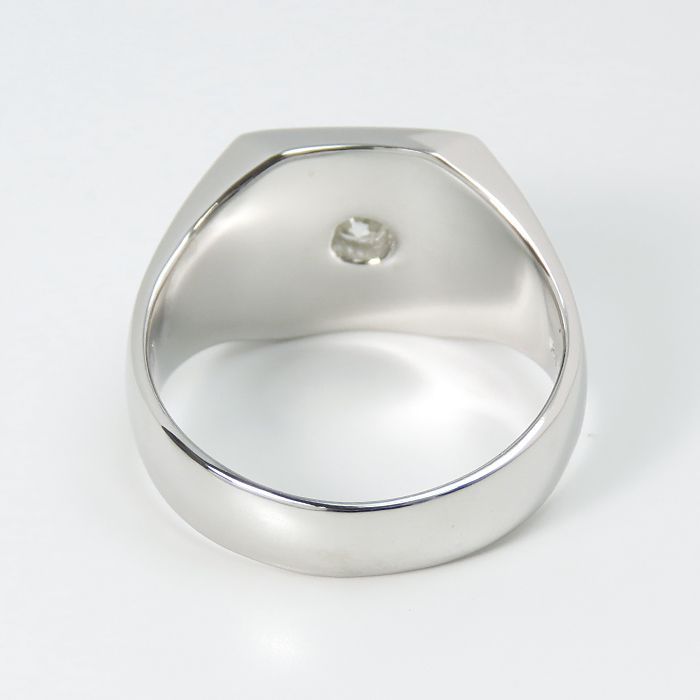 Pt900 ダイヤモンド メンズ リング】プラチナ 印台 0.18ct ダイヤ 指輪 