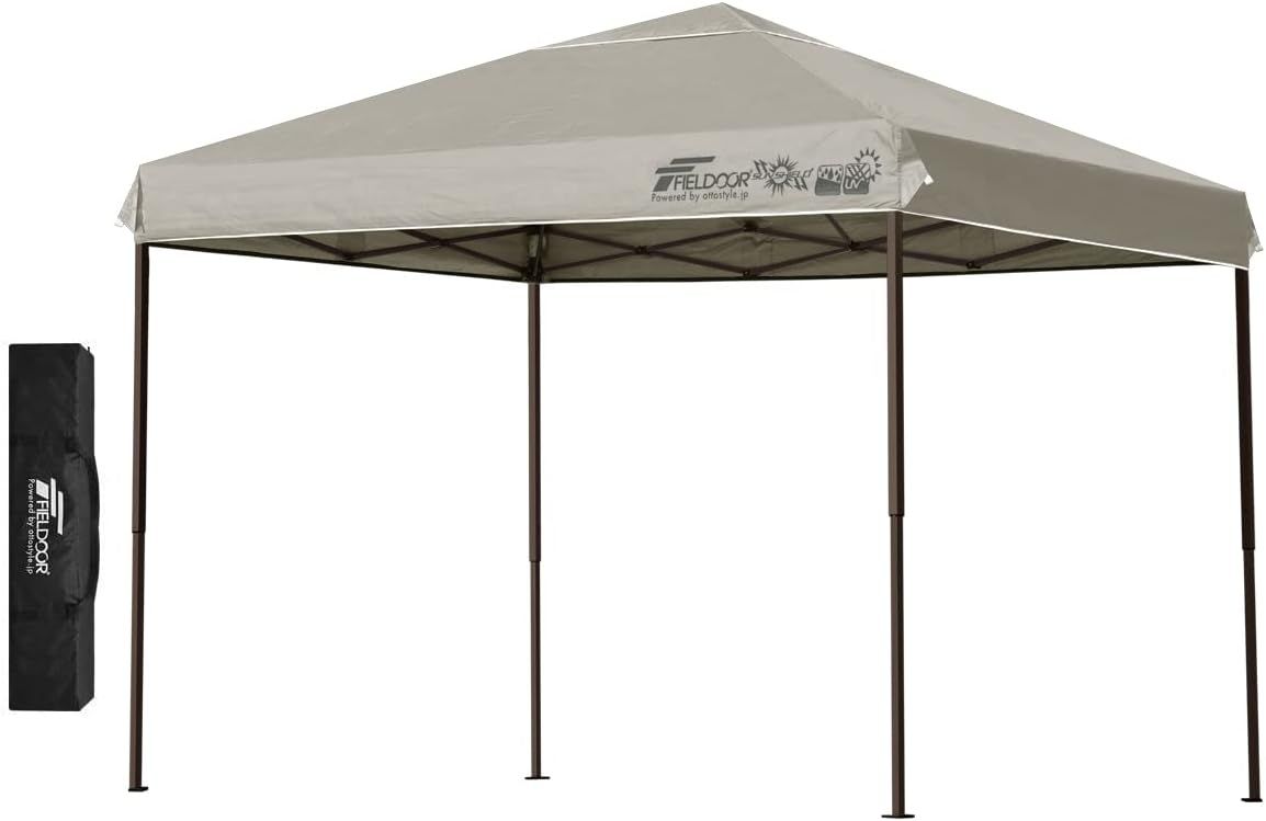 FIELDOOR 組立て簡単!! 2.5×2.5m 3.0×3.0m 3.0×2.0m ワンタッチタープテント 強化版 G03 屋根柱が8本に増強 別売りオプションパーツが豊富 高耐水加工 シルバーコーティング UVカットコーティング