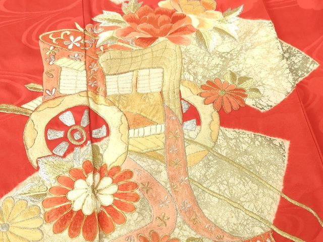 平和屋着物□豪華振袖 駒刺繍 御所車地紙草花文 金銀彩 逸品 DAAI1388cm - メルカリ