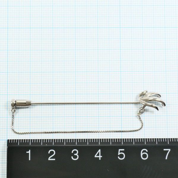 シンプルなピンブローチ　K14 WG PT K14WG 合金 ピンブローチ brooch ダイヤ 0.05 総重量約2.1g