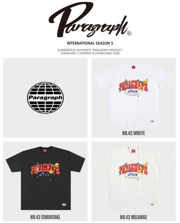 新品 paragraph パラグラフ 半袖 Tシャツ ユニセックス 白 ホワイト