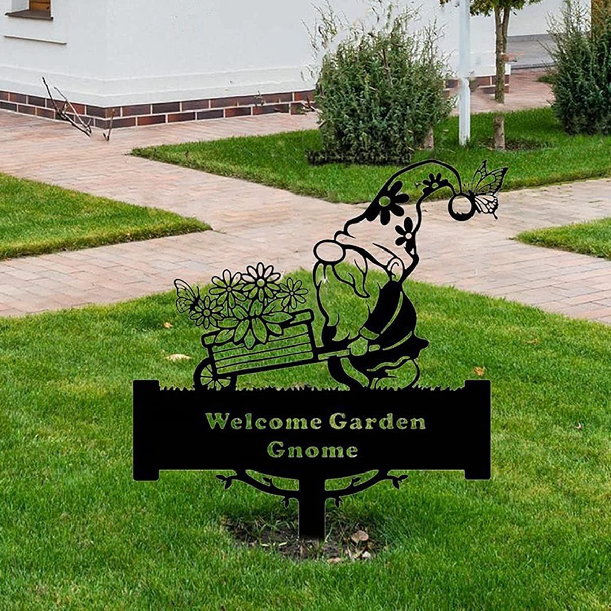 新品 妖精 welcome 地面に刺す ガーデニング ガーデンオブジェ ガーデン雑貨 プレート オブジェ アイアンプレート インテリア 庭 飾り 園芸 インテリア 北欧 (welcome)