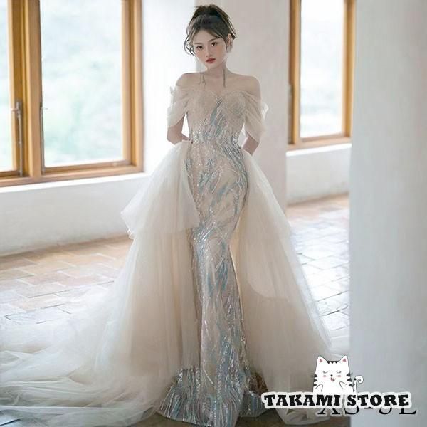 マーメイドドレス 大人 オフショルダー 演奏会 結婚式 母親 ロング 披露宴 レディース 発表会 イブニングドレス パーティードレス ワンピー
