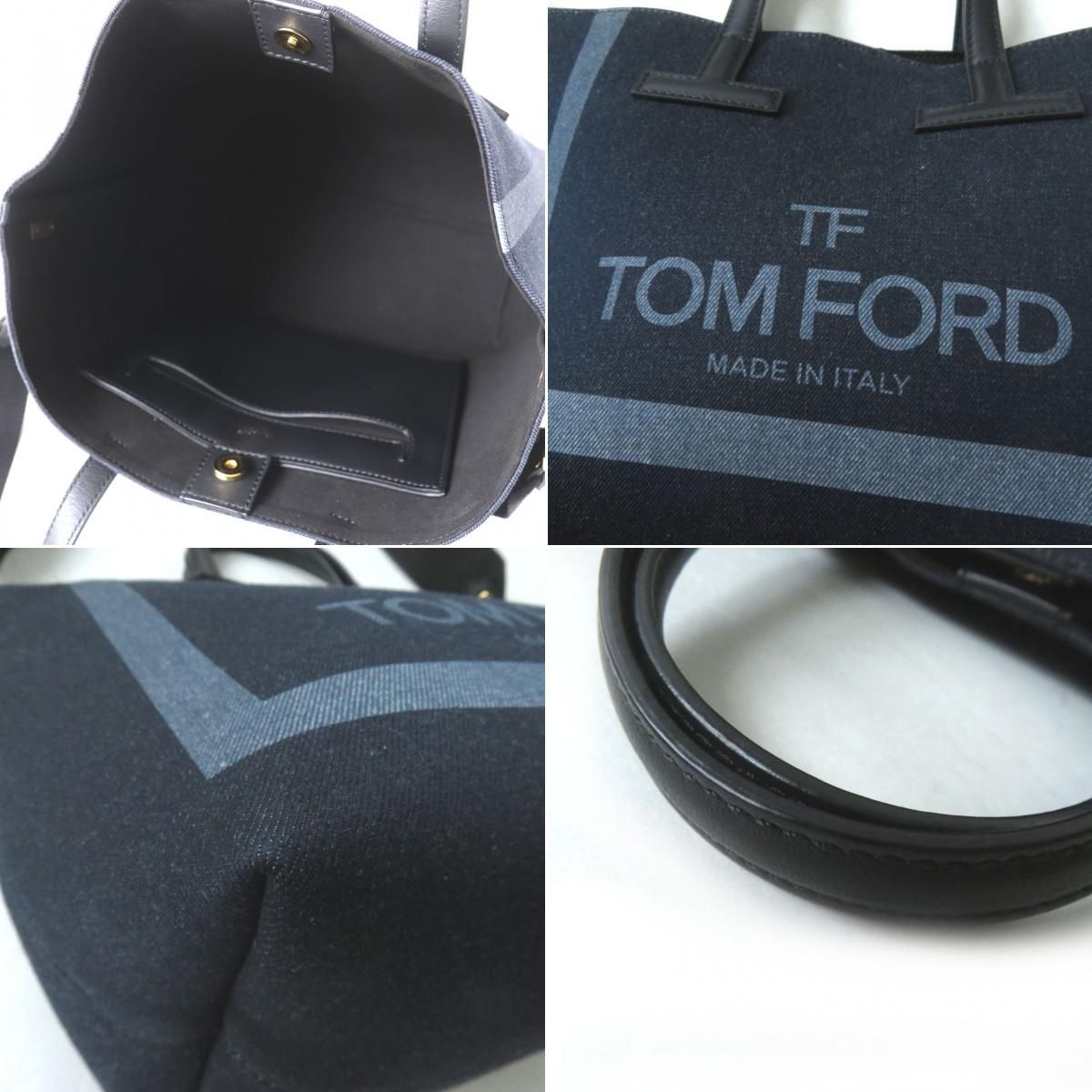極美品◎イタリア製 TOM FORD トムフォード DENIM MINI T TOTE デニム 