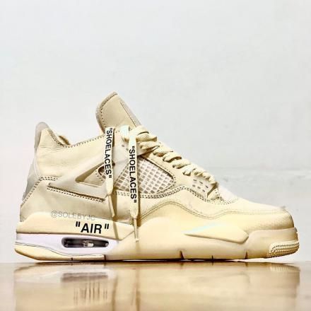 オフホワイト × ナイキ ウィメンズ エアジョーダン 4 レトロ SP セイル/モスリン-ホワイト-ブラック(OFF-WHITE × NIKE WMNS AIR JORDAN 4 SP SAIL/MUSLIN-WHITE-BLACKCV9388-100)