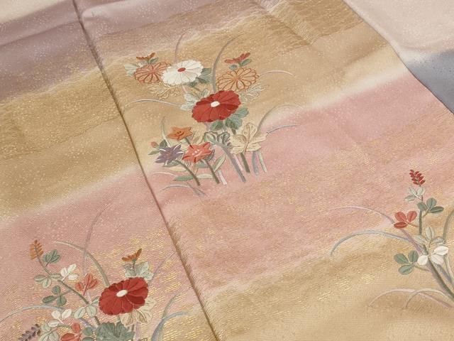 平和屋着物○訪問着 駒刺繍 色紙重ね花唐草文 暈し染め