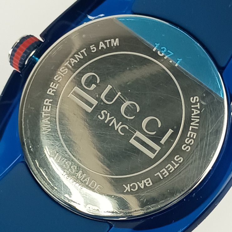 Gucci ブルー アナログ時計 超美品 GUCCI グッチ 腕時計 SYNC シンク YA137104 ブルー