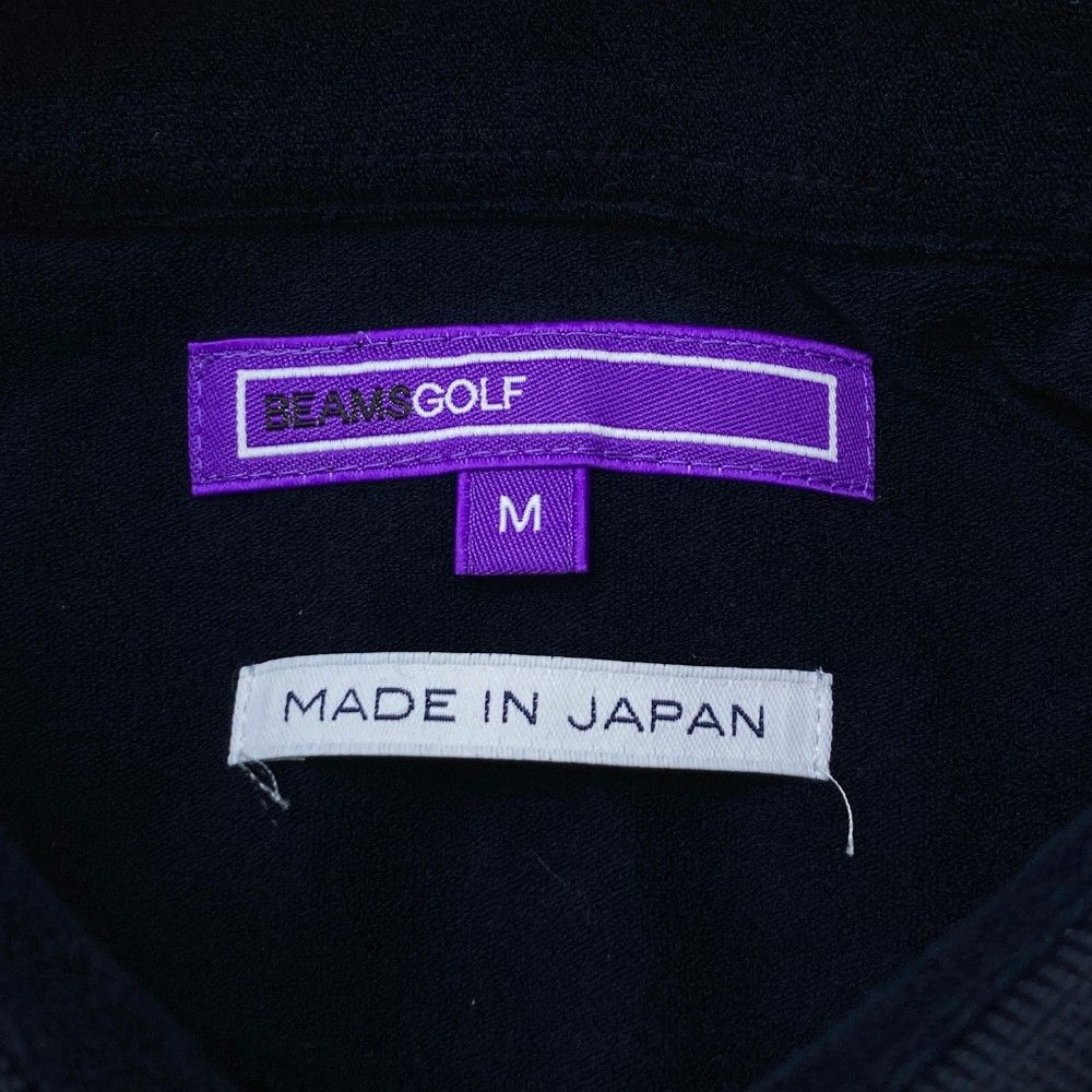 サイズ：M BEAMS GOLF ビームスゴルフ 七分袖ポロシャツ ネイビー系
