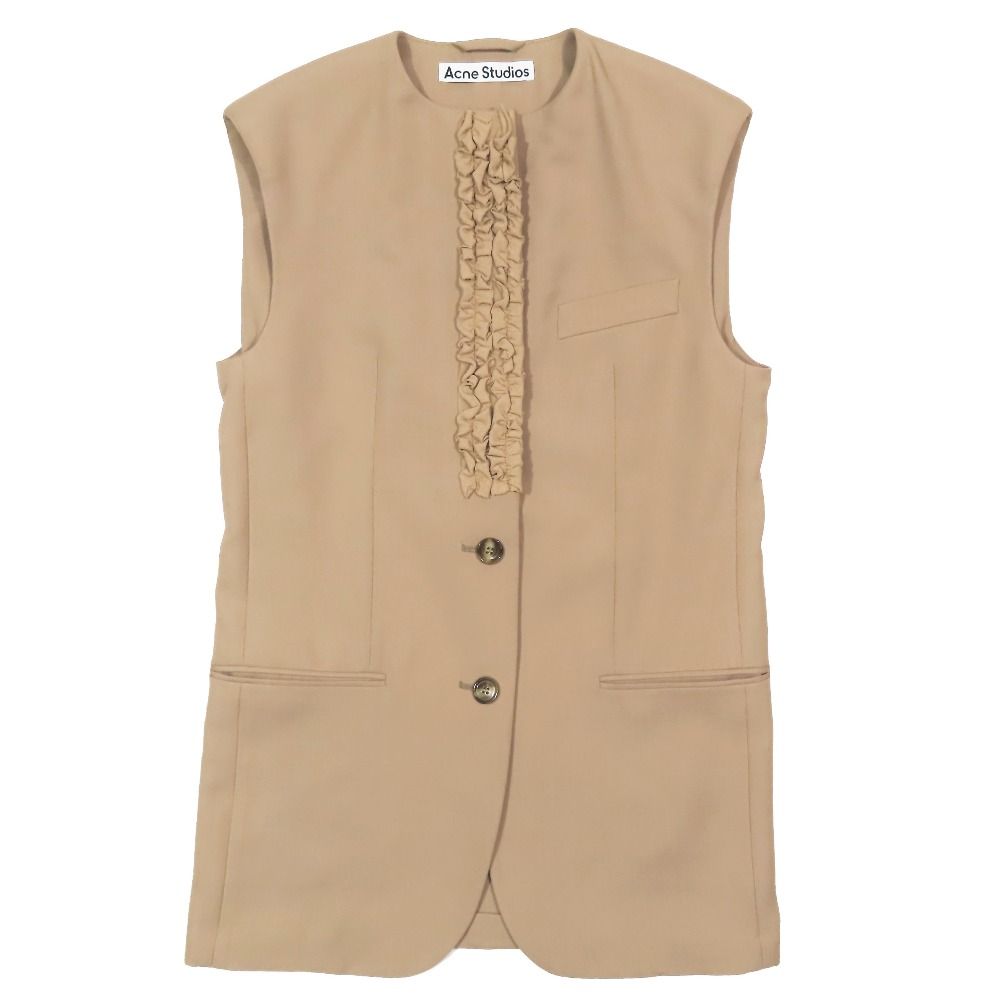 Acne Studios アクネストゥディオズ フリル ベスト FN-WN-SUIT000347 ノースリーブ ジャケット アウター ベージュ ピンク系 34 レディース 古着