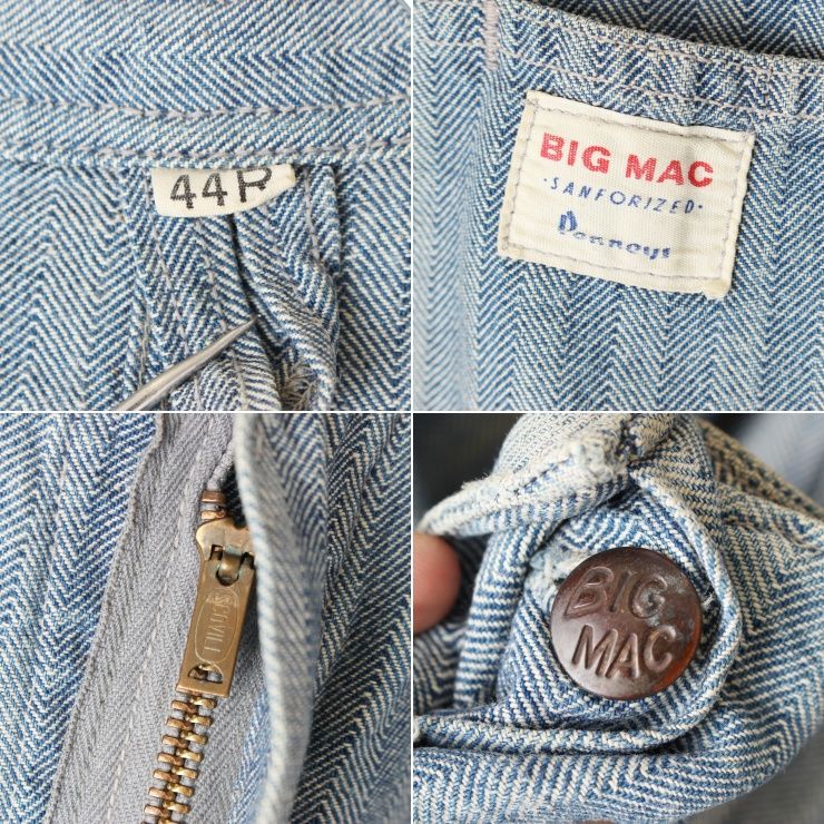 60s BIGMACヘリンボーンオールインワン つなぎ W44 ブルー aw21