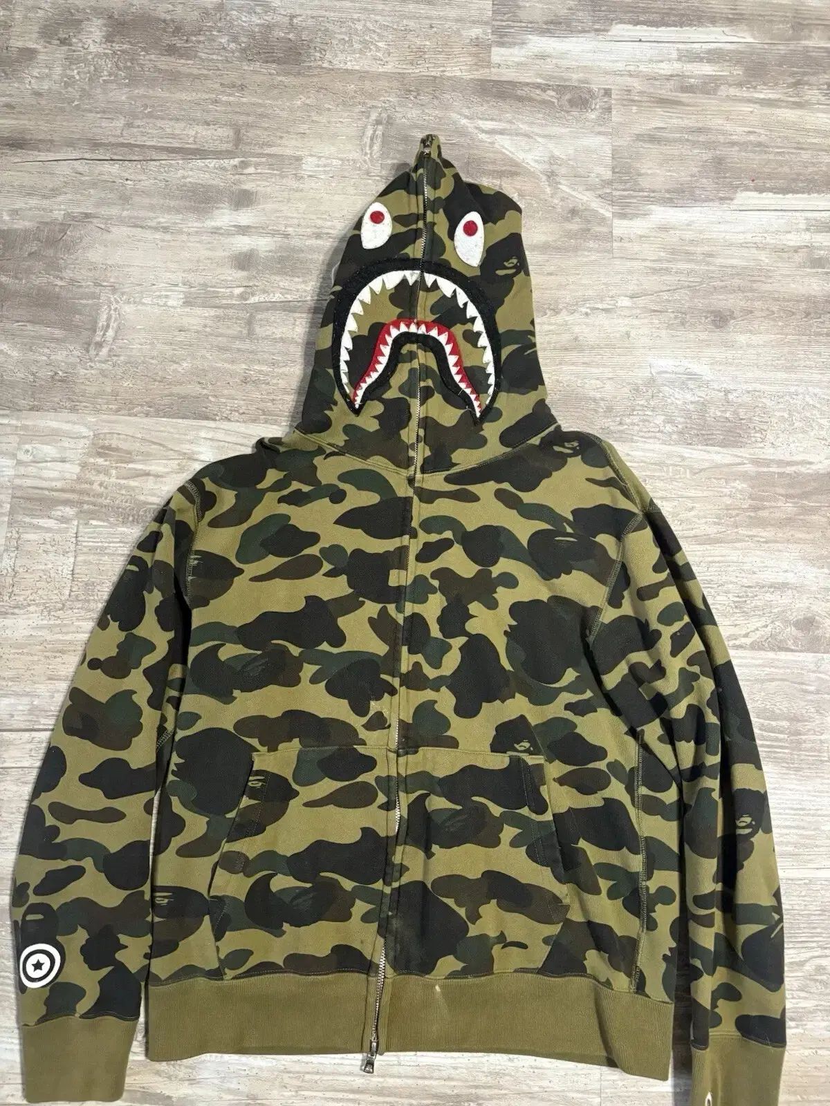 BAPE 迷彩柄 サメフードパーカー XL A BATHING APE(アベイシングエイプ