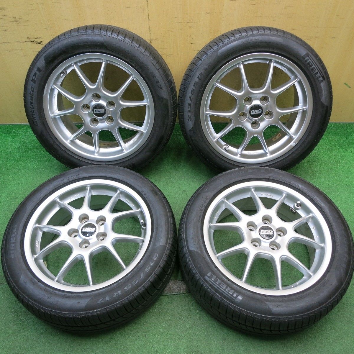 バリ溝！9分☆BBS RK024 215/55R17 ピレリ Cinturato P1 17インチ