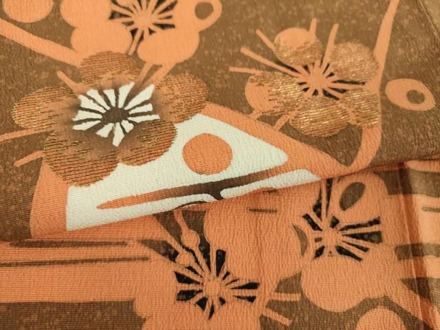 平和屋着物○人間国宝・羽田登喜男 訪問着 刺繍 枝梅 正絹 逸品