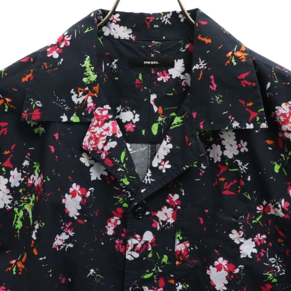 【美品】DIESEL ディーゼル 花柄 和柄 半袖シャツ ブラック DIESEL（ディーゼル）の「メンズ シャツ 半袖シャツ 花柄