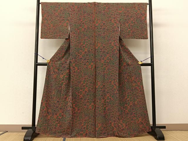 着物屋ほのか■上質な小紋　単衣　枝花文　逸品　hv1721 平和屋着物▽小紋 単衣 籬霞花文 DAAS0228az Yahoo!オークション - 平和屋