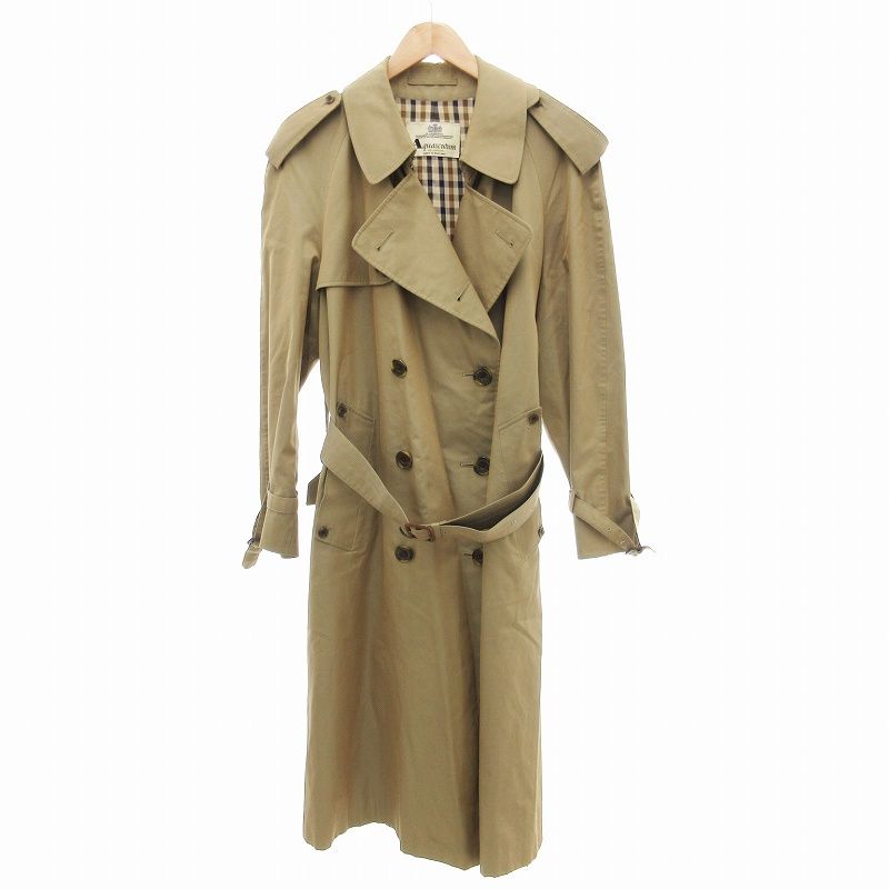 アクアスキュータム AQUASCUTUM 90 s ヴィンテージ トレンチコート ジャケット 裏地チェック マーブルボタン ロング 玉虫色 |JS GY09