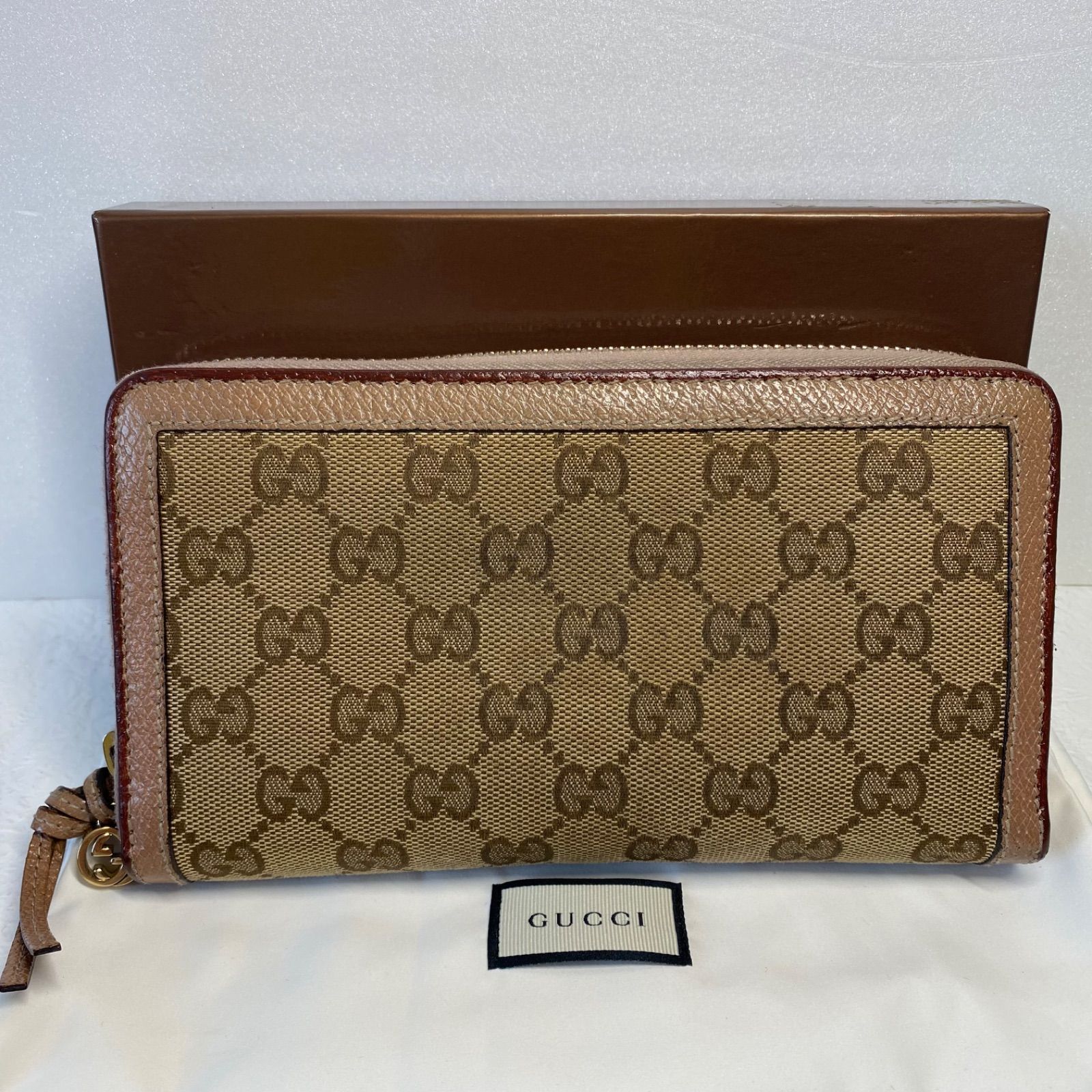 ?美品?GUCCI GGキャンバス 長財布 ベージュ インターロッキング 
