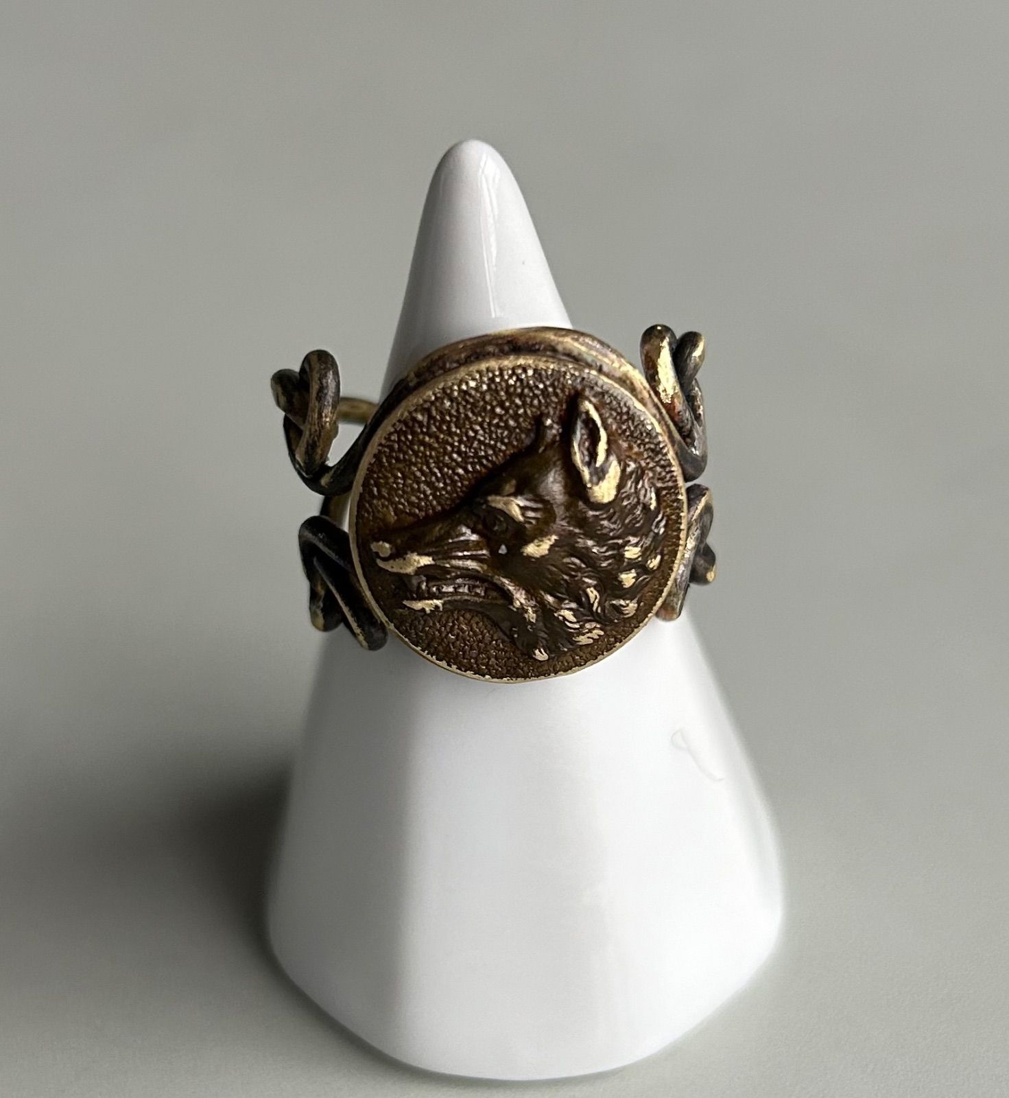 古着 40's アニマルボタン リング 指輪 ハンドメイド アクセサリー