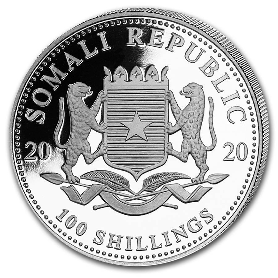 [保証書・カプセル付き] 2020年 (新品) ソマリア「アフリカ ワイルドライフ・レオパード」純銀 1オンス 銀貨