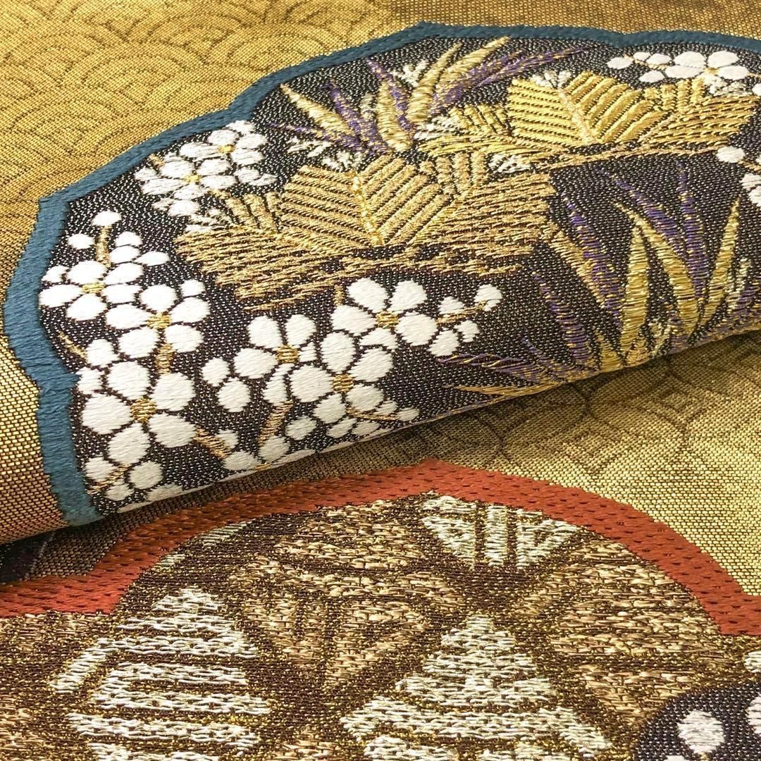 袋帯 岩井友見創作 九宝吉祥織 花柄模様 金色 O-4864 袋帯 岩井友見創作 九宝吉祥織 花柄模様 金色 O-4864 - メルカリ