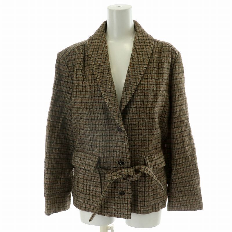クリスチャンディオール Christian Dior テーラードジャケット アウター シングル 総裏地 チェック柄 千鳥格子 グレンチェック 11 茶 ブラウン こげ茶 ダークブラウン |MP GY18