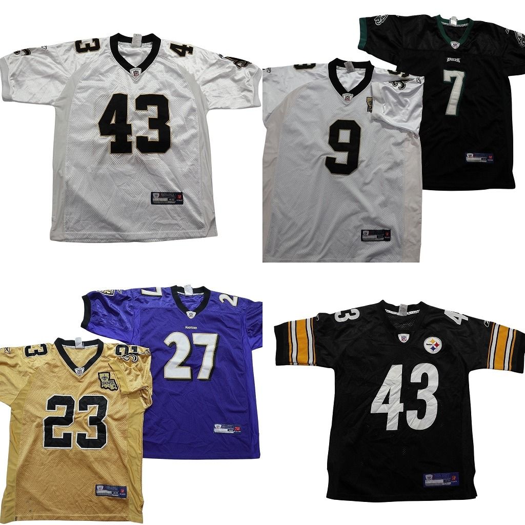 古着卸 NFL ゲームシャツ ユニフォーム 6枚セット メンズ 46 |48 レイブンズ セインツ スティーラーズ 古着 NA6208