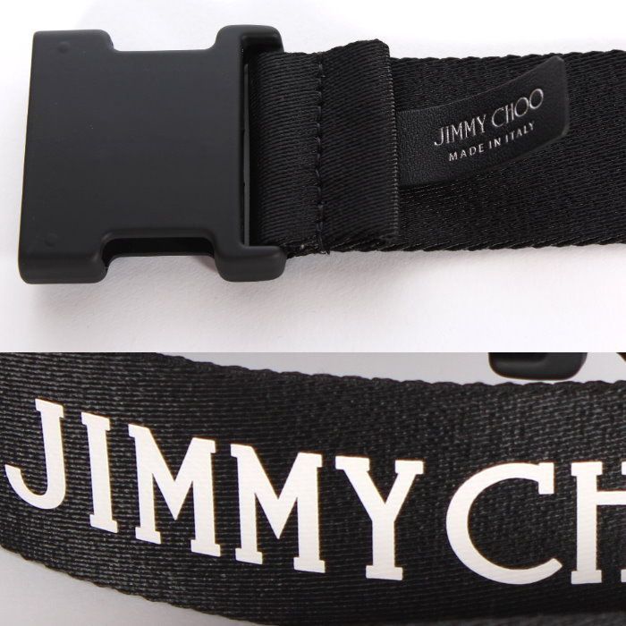 JIMMY CHOO ジミーチュウ ロゴバックル ウェビングベルト
