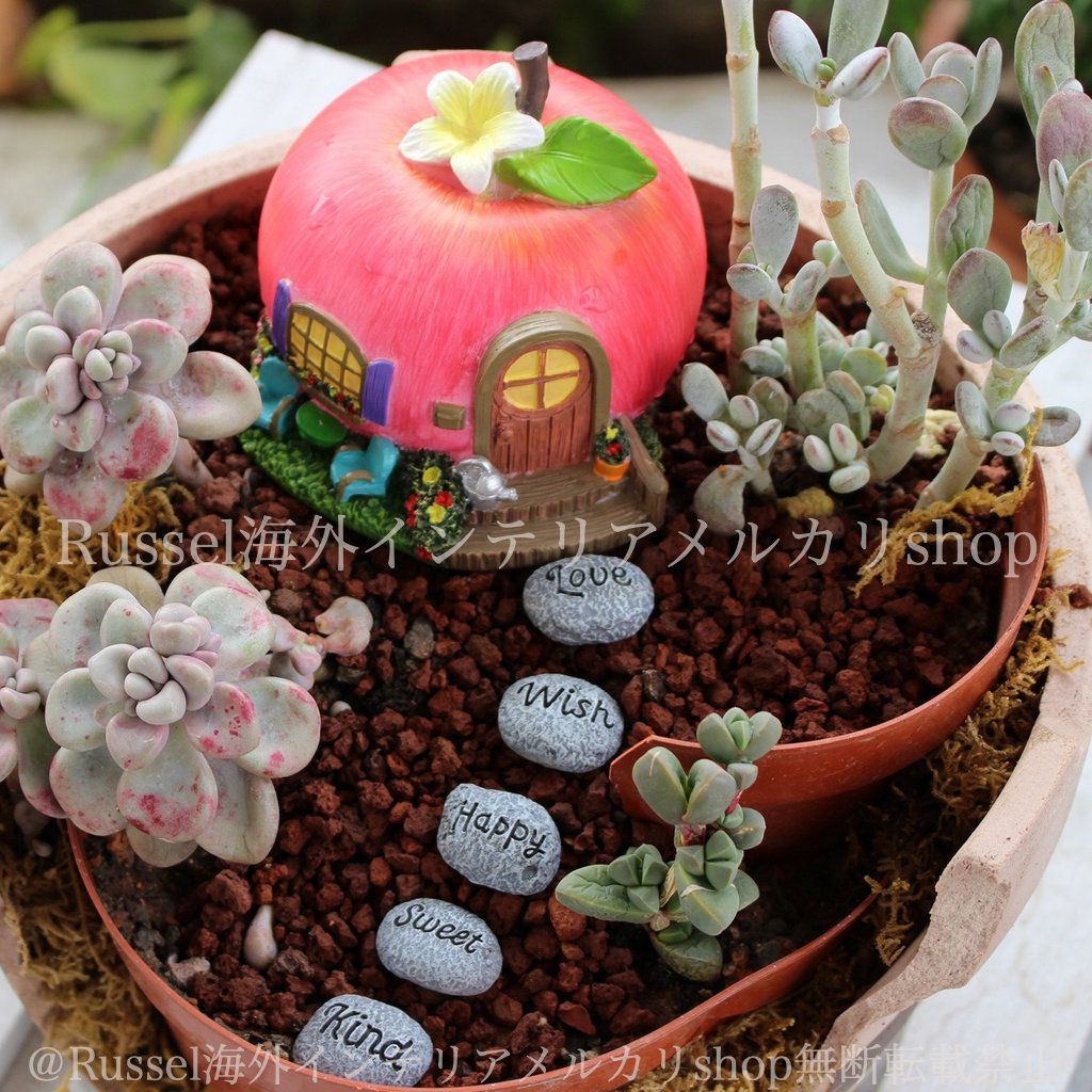 ガーデンオブジェ 林檎 リンゴ りんごの家 置物 飾り 装飾 レッド 赤