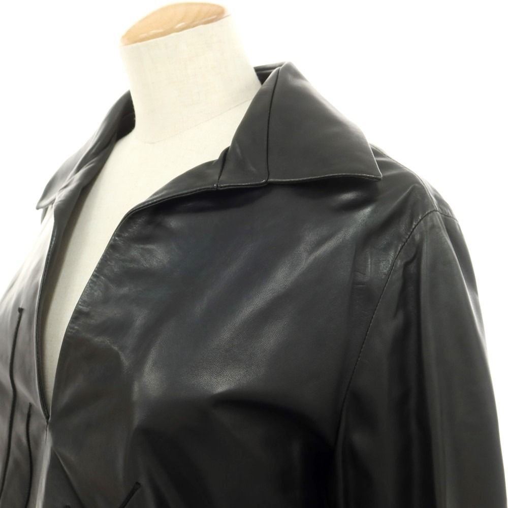 美品 LOEWE 極上ナッパレザー テーラードジャケット レディース ブラック 美品 LOEWE 極上ナッパレザー テーラードジャケット レディース