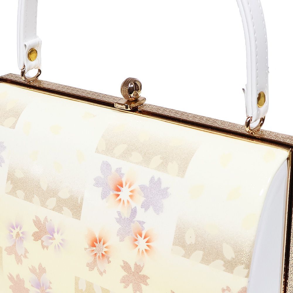 振袖用 草履 バッグ セット クリーム 金 黄色 桜 オフホワイト Mサイズ