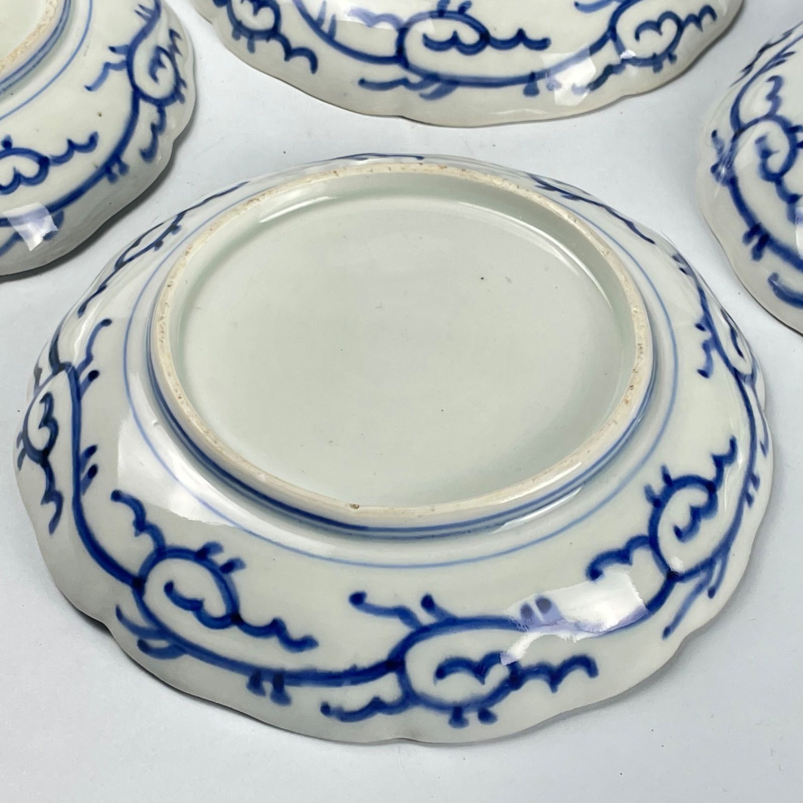 古伊万里　染付蛸唐草膾皿6枚　直径約14.5㎝　東Y5-1122② 古伊万里 染付蛸唐草膾皿6枚 直径約14.5㎝ 東Y5-1122②