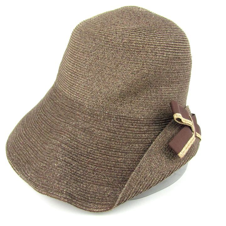 Athena New York♡麦わら帽子 ブラウン アシーナニューヨーク 麦わら帽子 ブラウン グレー 保管袋付き Athena