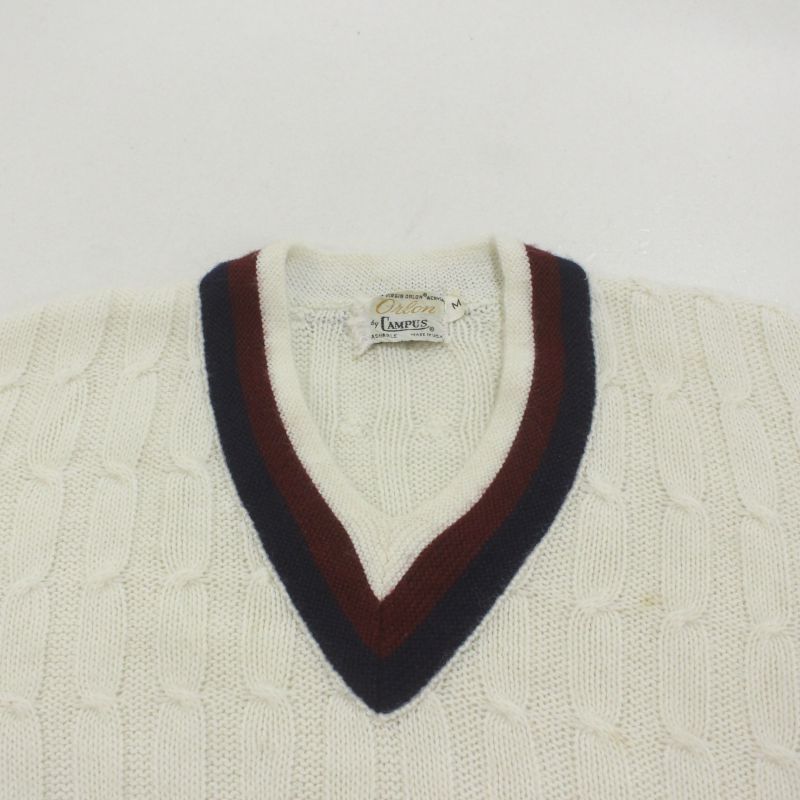 70s USA製 vintage campus Vネック チルデン ニットセーター メンズ 