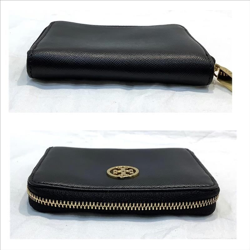 トリーバーチ（TORY BURCH） キーリング付きラウンドファスナーコインケース　カード入れ　小銭入れ　ブラック 【中古】KB-8776