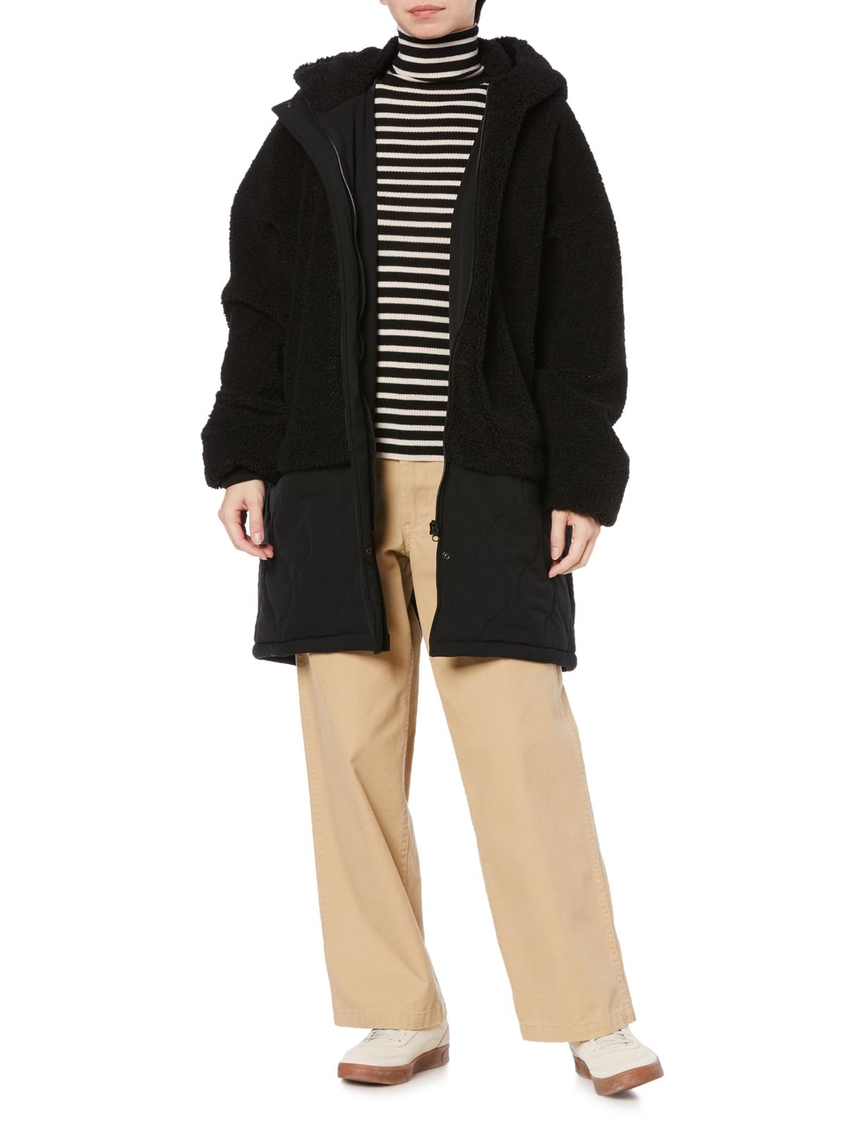 オーシャンパシフィック アウター シープボア キルティング フード付きコート 553212 レディース BLK