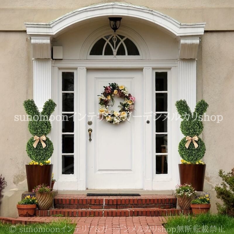 ウサギ形 フェイク グリーン かわいい 癒し 造花 ユニーク おしゃれ 人工 シダ プラント 置物 オブジェ 装飾 玄関 リビング ガーデニング