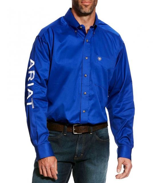 【送料無料】 アリアト メンズ シャツ トップス Team Logo Long-Sleeve Woven Twill Shirt Blue