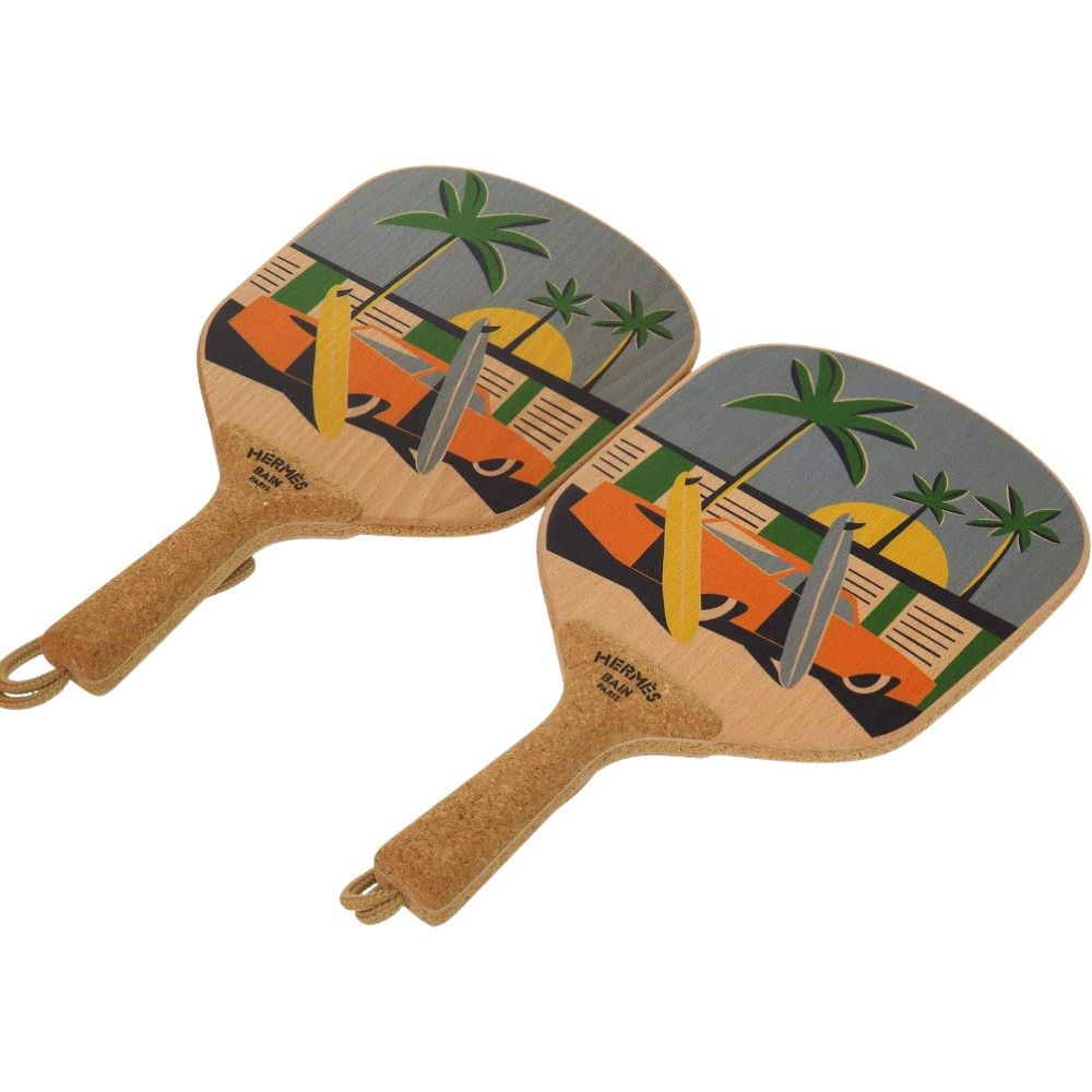 ♥ エルメス アプレ ラ ヴァーグ エルメス ビーチラケット ホビー コルク マルチカラー 0904 HERMES