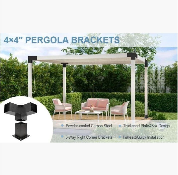 パーゴラキット 4インチ x 4インチ 304ステンレススチールパーゴラブラケット 8個パック3方向直角コーティングコーナーブラケット