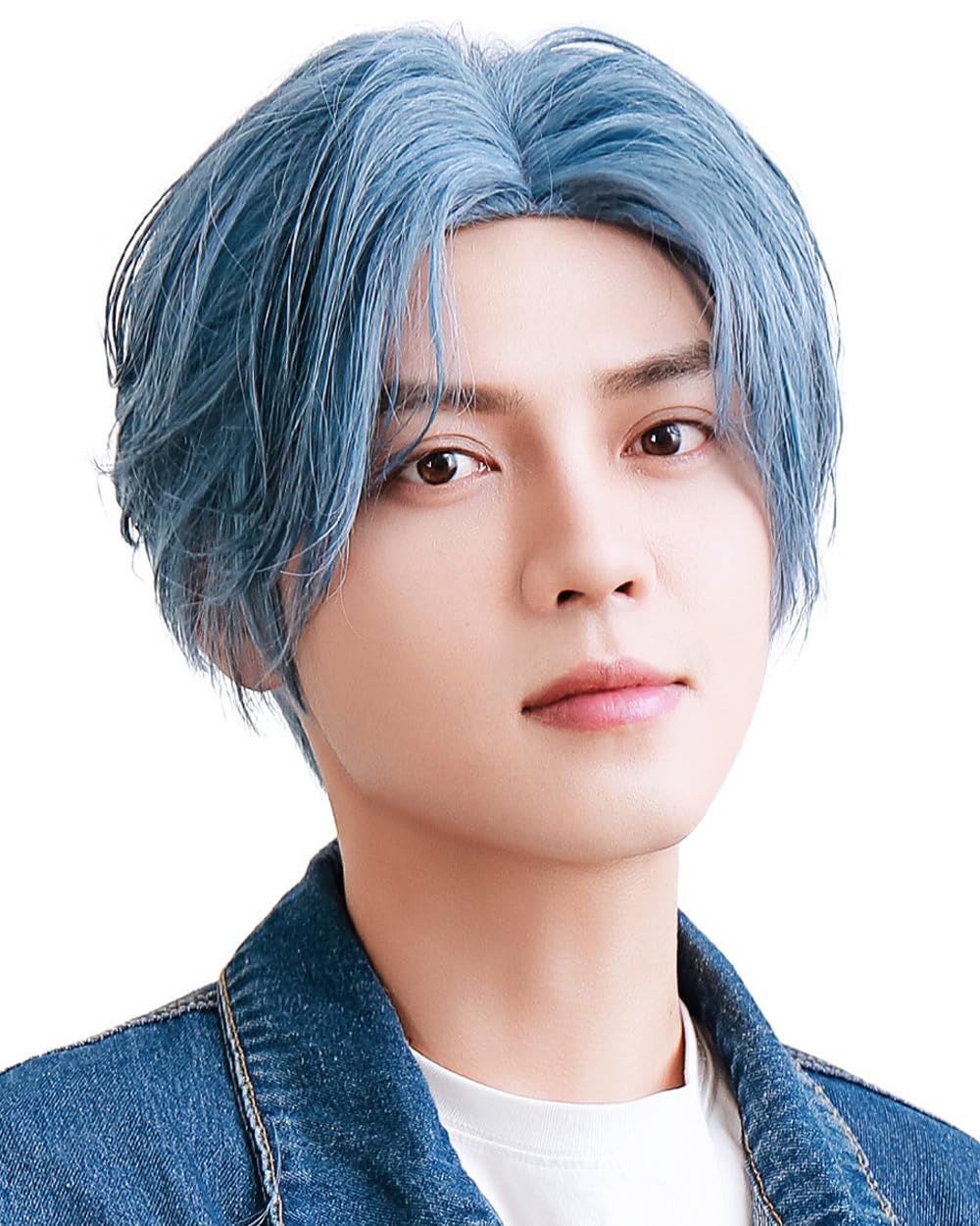 Color:ブルー [TefuRe] J-hair加盟会員 2024年斬新スタイル 男性 ウィッグ メンズ ウィッグ うぃっぐ センター分け 自然 カツラ かつら センターパートショート 韓流 ブルー MEN-003-Bl
