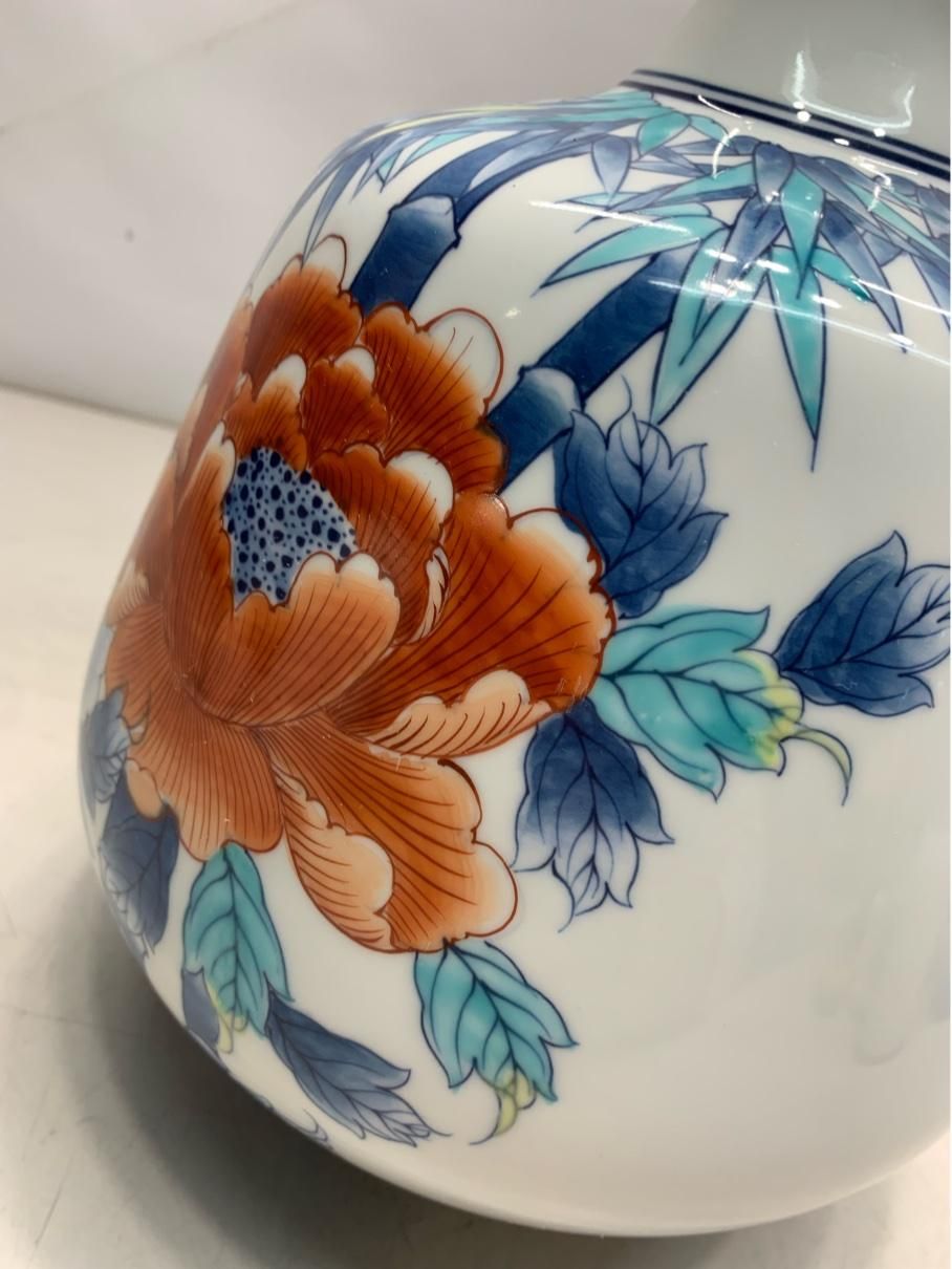 陶磁器 伊万里焼 花瓶 デザイン 献上手古伊万里焼 花瓶 染錦本金青海