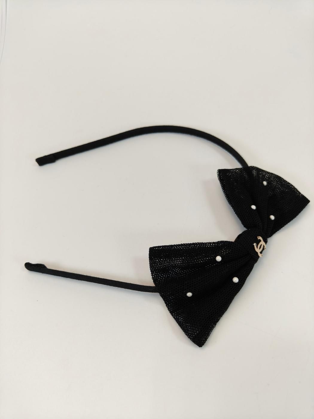 CHANEL シャネル ココマーク メッシュ リボン カチューシャ ブラック 管理番号 10393