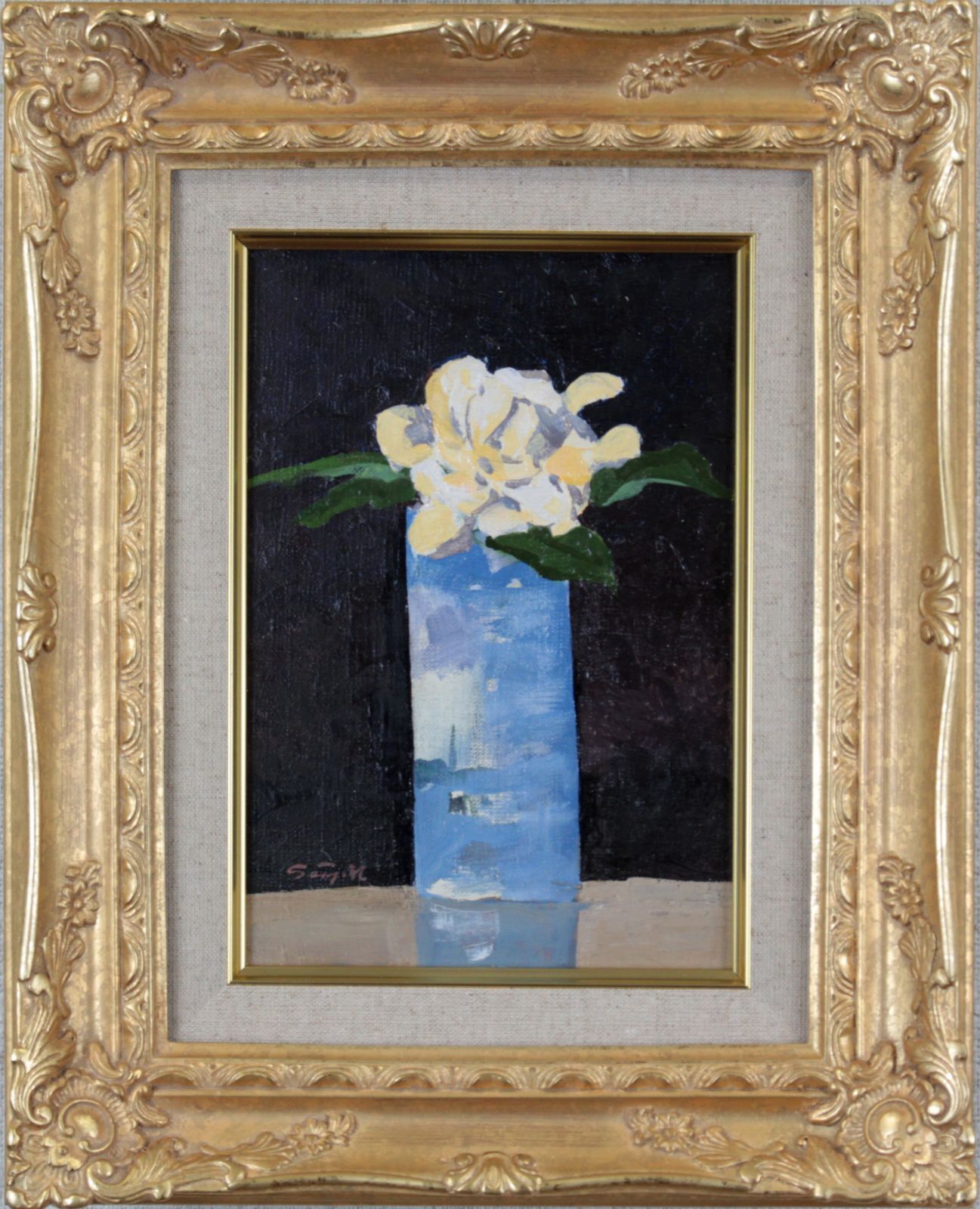 美術品・アンティーク・コレクション 作家不明『花』油彩画 絵画