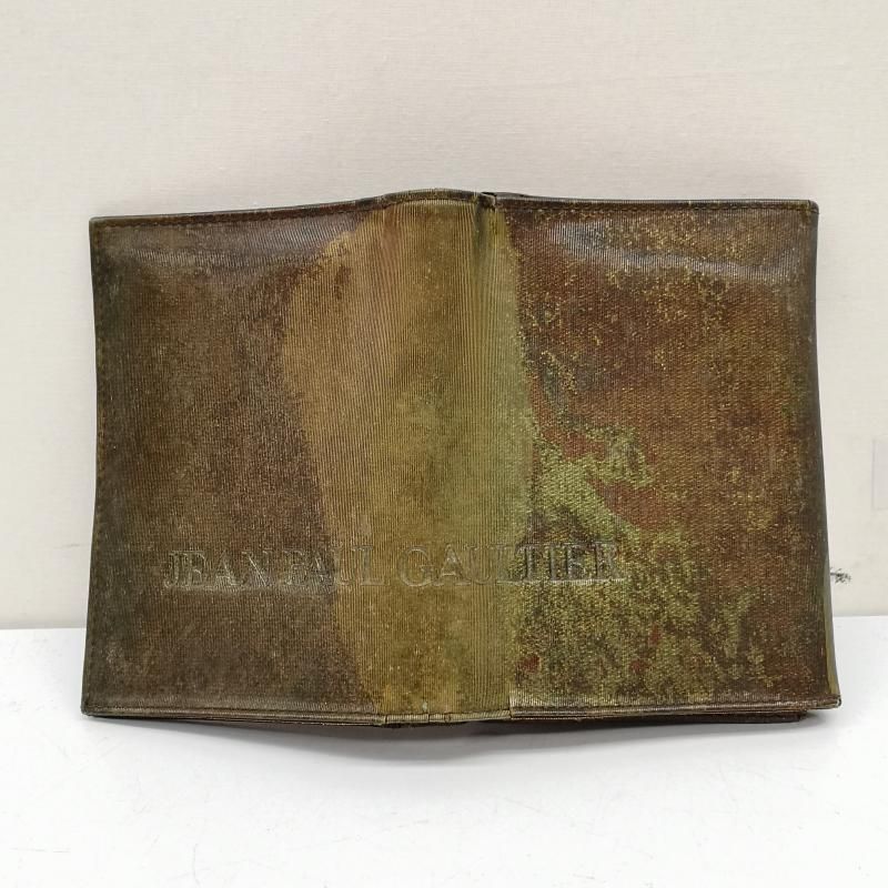 美品　Jean Paul Gaultier 二つ折り財布 vサイバー ジャンポールゴルチエ 二つ折り財布 Vサイバー 玉虫色 グリーン