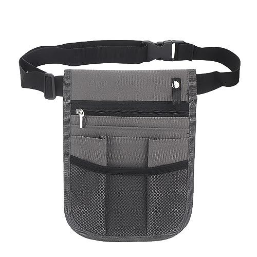 グレー YINKE ウエストポーチ 工具袋 保育 仕事用 エプロンバッグ ウエストバッグ ベルト付 小物入れ ポーチ 腰袋 薄型 防水 多機能ポケット (グレー)