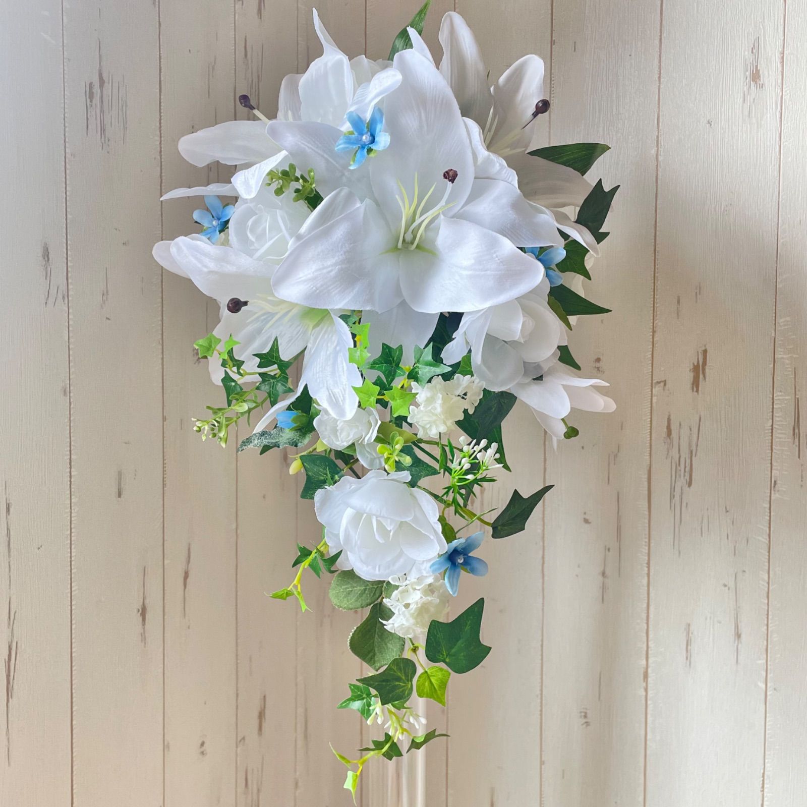 ＊見本＊カサブランカのキャスケードブーケお花イメージ 新品 カサブランカキャスケードブーケ 造花 アーティフィシャル