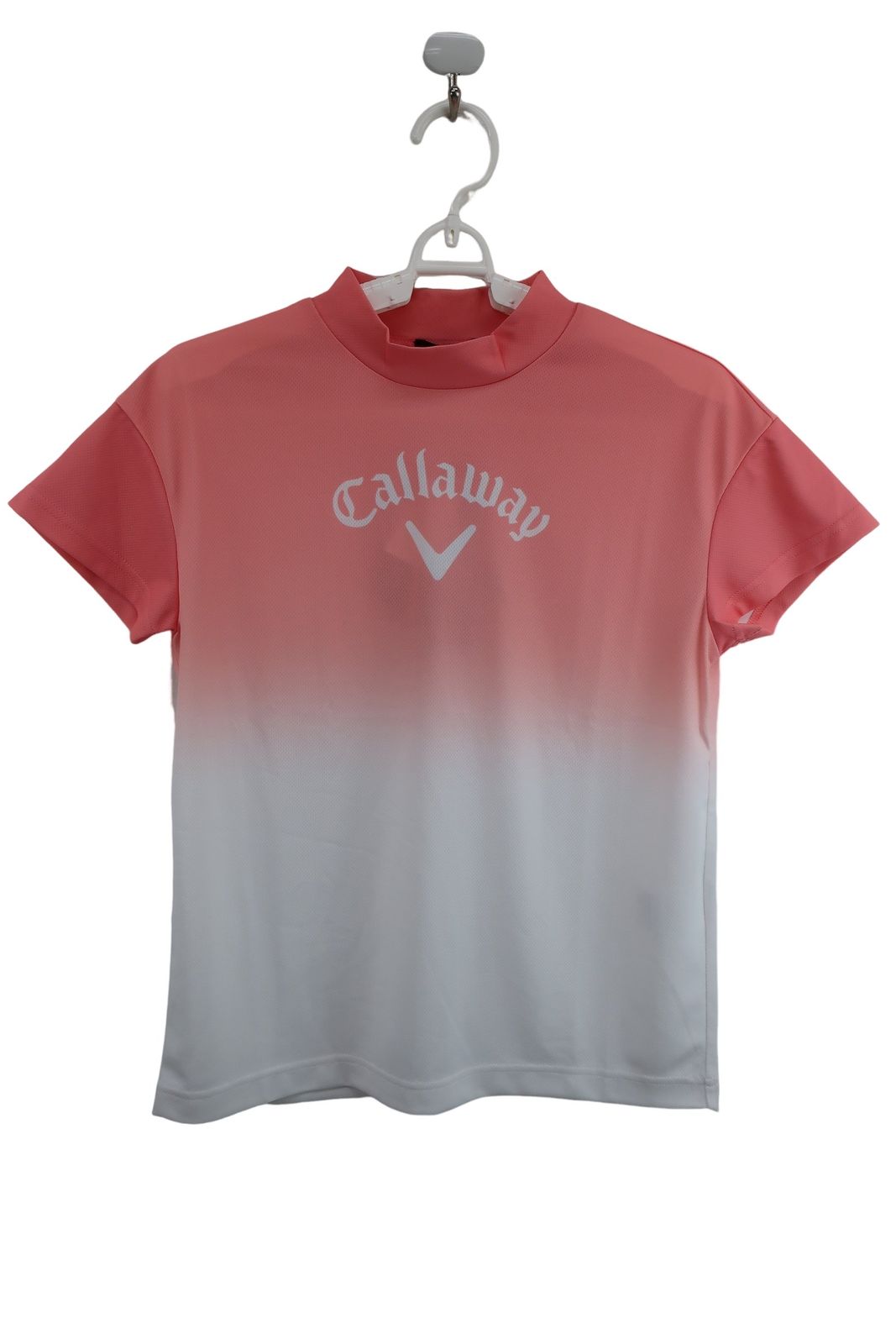 Callaway キャロウェイ 半袖モックネックシャツ ピンク白 レディース S C24134215 ゴルフ用品 2504-0246